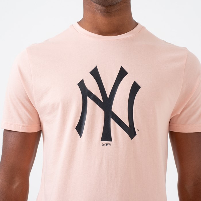 New York Yankees Logo Miesten T-paita Pinkki - New Era Vaatteet Myynti FI-941763